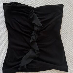 Susana Monaco Black Strapless Ruffle-Front Tube Top